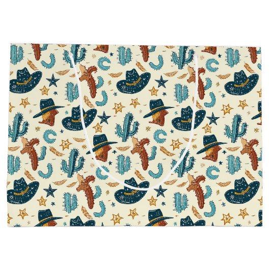 Cooler Western Cowboy gekachelt Große Geschenktüte (Rückseite)