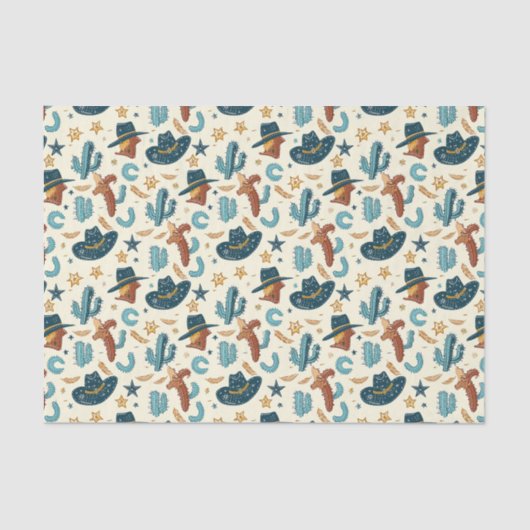 Cooler Western Cowboy gekachelt Seidenpapier (Vorderseite)