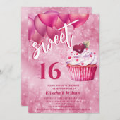 Cooler Whimsy Giro-Rosa-Ballonkuchen Einladung (Vorne/Hinten)