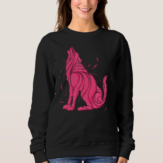 Cooler Wild-Pink-Wolf Howling Wildtiere Wolve Sweatshirt (Vorderseite)