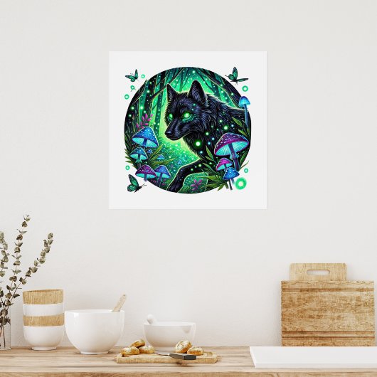 Cooler Wolf liebt Tier Poster (Küche)