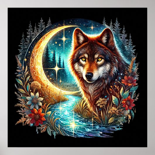 Cooler Wolf liebt Tier Poster (Vorne)