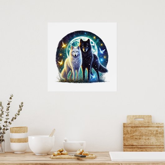 Cooler Wolf liebt Tier Poster (Küche)