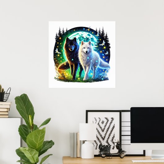 Cooler Wolf liebt Tier Poster (Heimbüro)