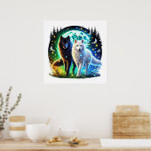 Cooler Wolf liebt Tier Poster (Küche)