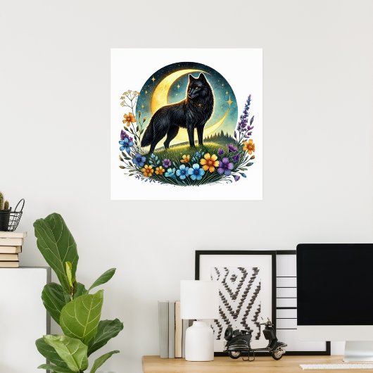 Cooler Wolf liebt Tier Poster (Heimbüro)