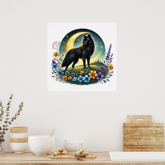 Cooler Wolf liebt Tier Poster (Küche)