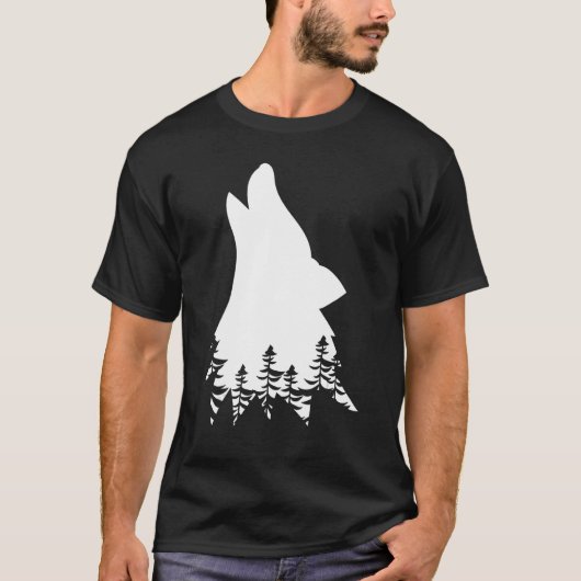 Cooler Wolf Silhouette Forest Wildlife Wild Howlin T-Shirt (Vorderseite)