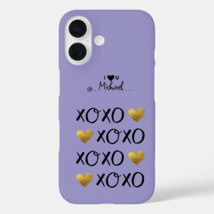 Cooler "XOXO" Goldener Herzchen Glücklicher Valent iPhone 16 Hülle