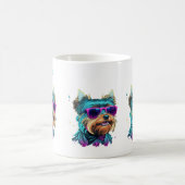 Cooler Yorkie Hund mit Sonnenbrille Kaffeetasse (Mittel)