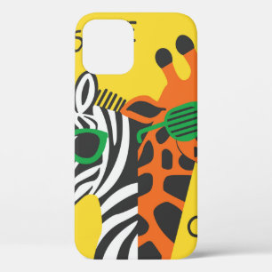 Cooler Zebra und Giraffe mit Brille auf gelb b Case-Mate iPhone Hülle