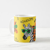 Cooler Zebra und Giraffe mit Brille auf gelb b Kaffeetasse (Vorderseite Links)