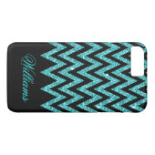 Cooler Zickzack Zickzackpfauenblauer Imitat Glitze Case-Mate iPhone Hülle (Rückseite (Horizontal))