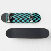 Cooler Zickzack Zickzackpfauenblauer Imitat Glitze Skateboard (Horizontal)