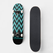 Cooler Zickzack Zickzackpfauenblauer Imitat Glitze Skateboard (Vorderseite)