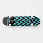 Cooler Zickzack Zickzackpfauenblauer Imitat Glitze Skateboard (Horizontal)