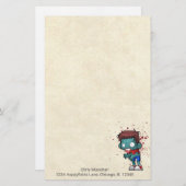 Cooler Zombie-Typ mit blutfarbenem/blutfarbenem Sp Briefpapier (Vorne/Hinten)