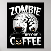 Cooler Zombie vor Kaffeehaus Funny Poster (Vorne)
