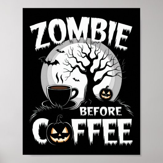 Cooler Zombie vor Kaffeehaus Funny Poster (Vorne)