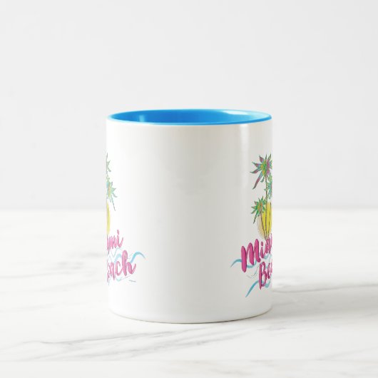 Cooler Zweittonkoffer aus Pink-Miami-Beach-Florida Zweifarbige Tasse (Mittel)