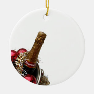 coolere Verzierung des Champagners Weihnachts Keramik Ornament