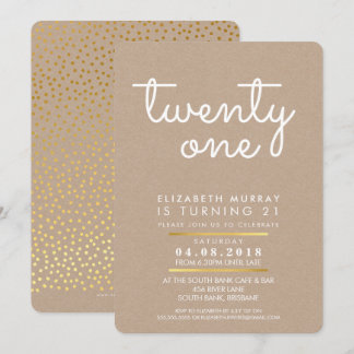 COOLES 21. Geburtstagsgeschenk Party INVITE rustik Einladung