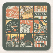 Cooles 9-Frame-Motorrad Rechteckiger Pappuntersetzer (Vorderseite)