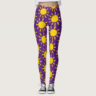 Cooles Abstrakt-Gelbes Sommersonnenmuster Lila Leggings