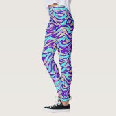 Cooles Abstraktes blaues geometrisches Muster Leggings (Links)