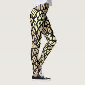 Cooles Abstraktes geometrisches, beige-schwarzes L Leggings (Rechts)