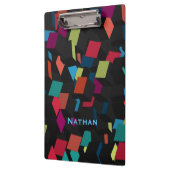 Cooles Abstraktes Geometrisches Kubikmuster Person Klemmbrett (Links)