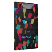 Cooles Abstraktes Geometrisches Kubikmuster Person Klemmbrett (Rechts)