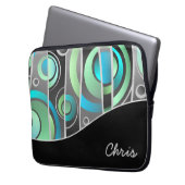 Cooles Abstraktes geometrisches Muster mit Monogra Laptopschutzhülle (Vorderseite Links)