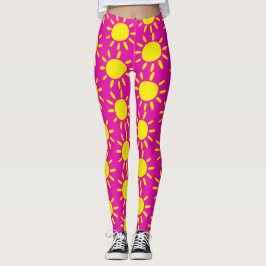 Cooles Abstraktes PInk und gelbes Sommersonnenmust Leggings