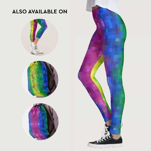 Cooles Abstraktes Rainbow Gradient Pixel Art Muste Leggings