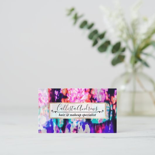 Cooles Abstraktes rosa blaues Gefärbte Krawatte-Mu Visitenkarte (Stehend Vorderseite)