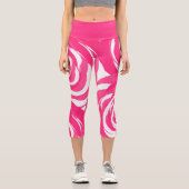 Cooles Abstraktes rosa Rosa-Muster Capri Leggings (Vorderseite)