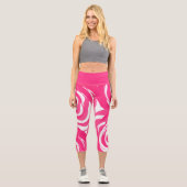 Cooles Abstraktes rosa Rosa-Muster Capri Leggings (Vorderseite)