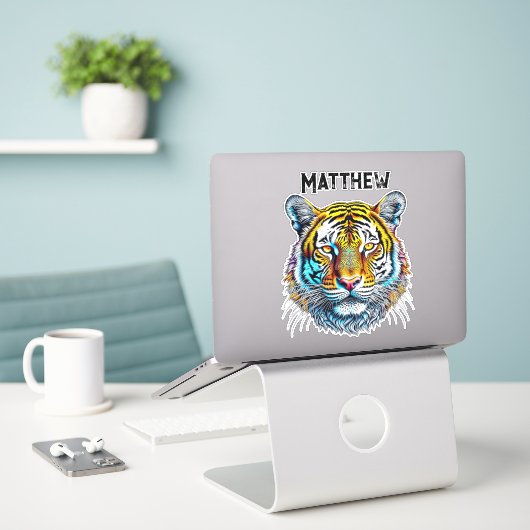 Cooles Abstraktes Tigerfeld Personalisiert Aufkleber (Laptop auf Schreibtisch)