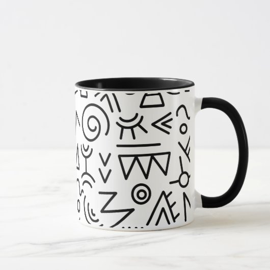 Cooles afrikanisches Stammesmuster Schwarz-Weiß Tasse (Rechts)