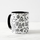 Cooles afrikanisches Stammesmuster Schwarz-Weiß Tasse (Vorderseite Links)