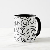 Cooles afrikanisches Stammesmuster Schwarz-Weiß Tasse (VorderseiteRechts)
