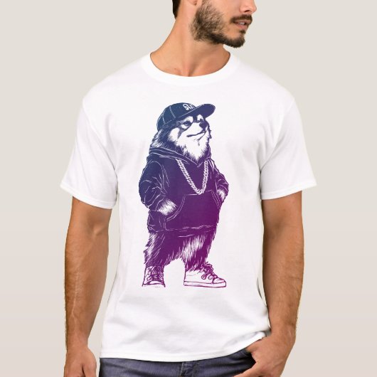 Cooles Alaskan Malamute Rapper HIP HOP mit Hat T-Shirt (Vorderseite)