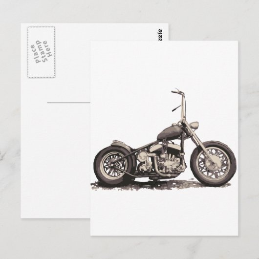Cooles Altes Motorrad Postkarte (Vorne/Hinten)