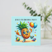 Cooles Ananas-Party zum Geburtstag Einladung (Stehend Vorderseite)