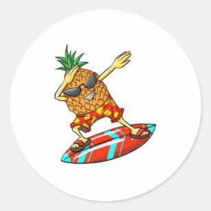 Cooles Ananas Surfen Funny Fruit Surfer Fan Runder Aufkleber