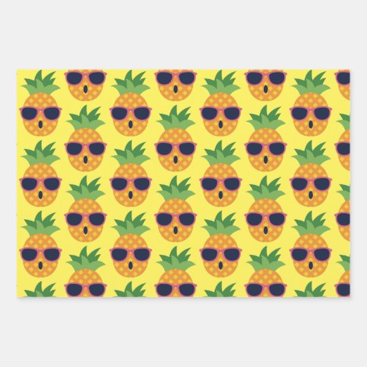 Cooles Ananas-Wrapping-Paper-Set Geschenkpapier Set (Vorderseite)
