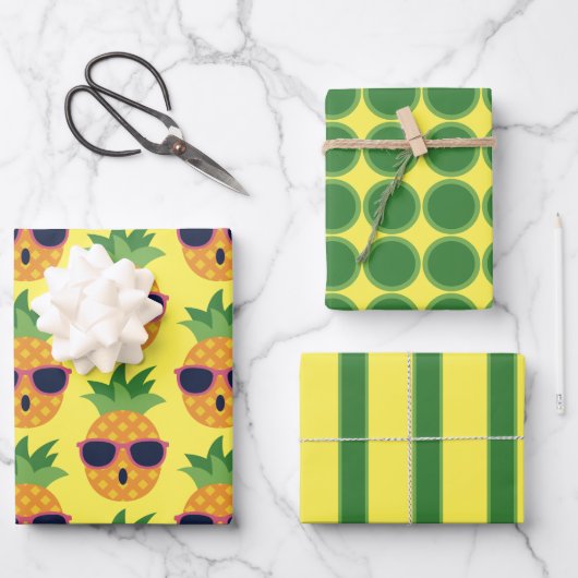 Cooles Ananas-Wrapping-Paper-Set Geschenkpapier Set (Vorderseite)