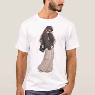 Cooles Anime-Mädchen in übergroßer Streetwear-Mode T-Shirt