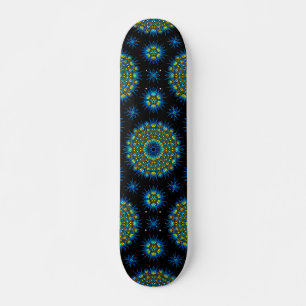 Cooles Aqua & Yellow Mandala Muster Skateboard